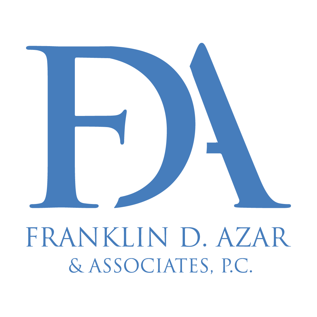 Logo of Franklin D. Azar & Associates, P.C., the firm of attorneys Natalie Brown, Dezarae LaCrue, Matthew Gizzi, Ryan Hoover, and Bob Turner